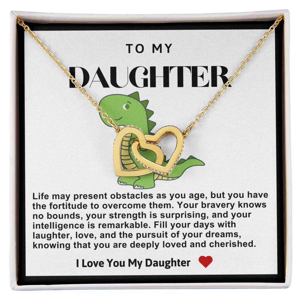 Daughter Double Heart Necklace-Dinosaur