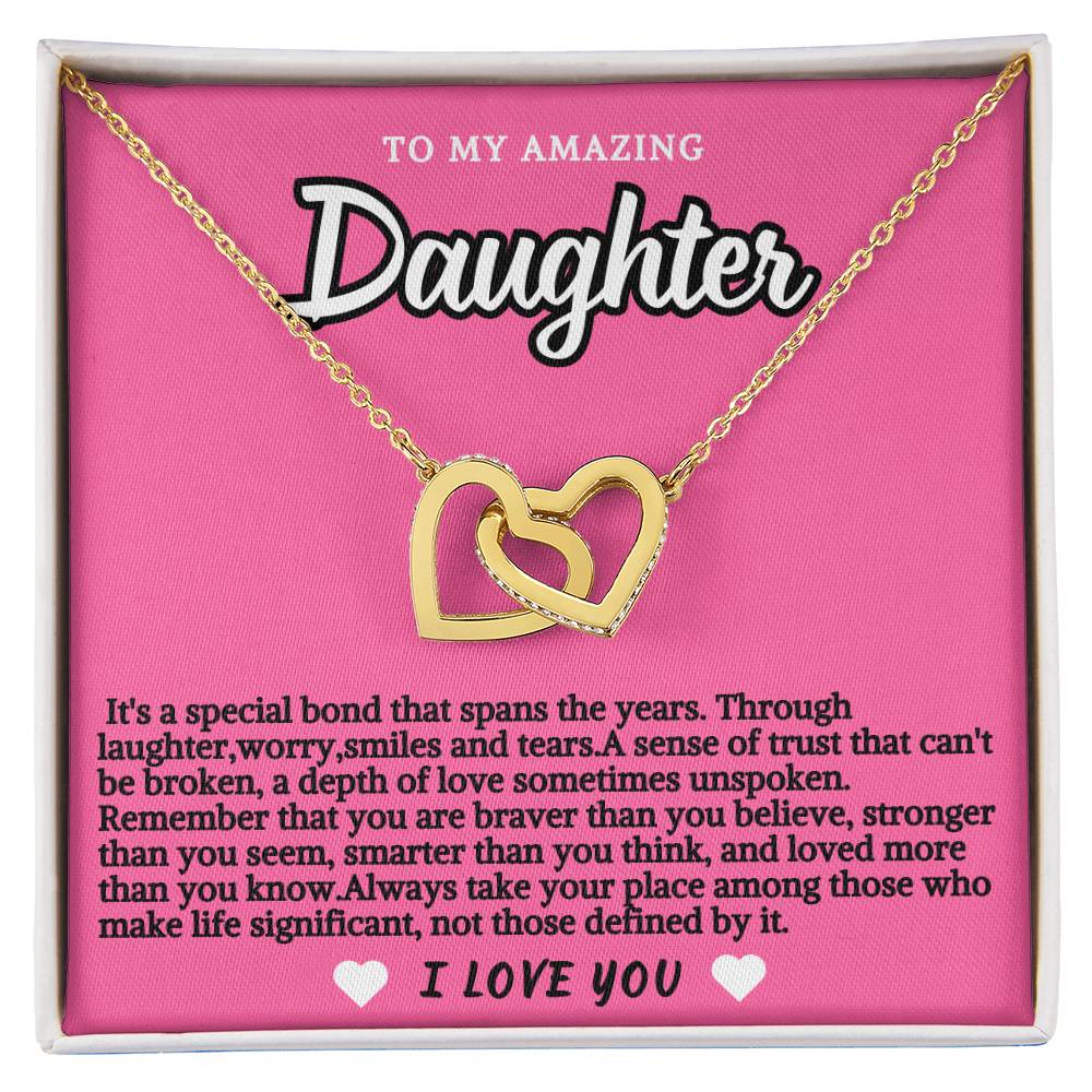 Pink Design Daughter Hearts Necklace