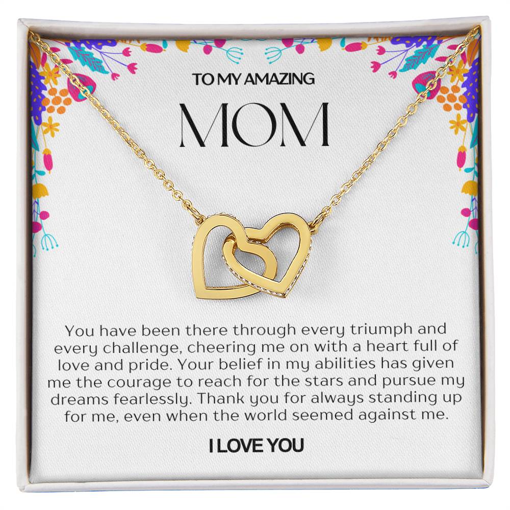 To My Amazing Mom Double Hearts Necklace