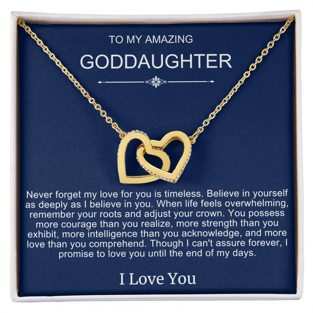 Beautiful Gift To Goddaughter from God Parent Double Heart Necklace