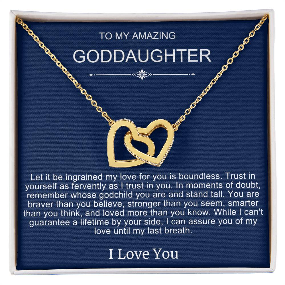 Beautiful Gift To Goddaughter from God Parent Double Heart Necklace