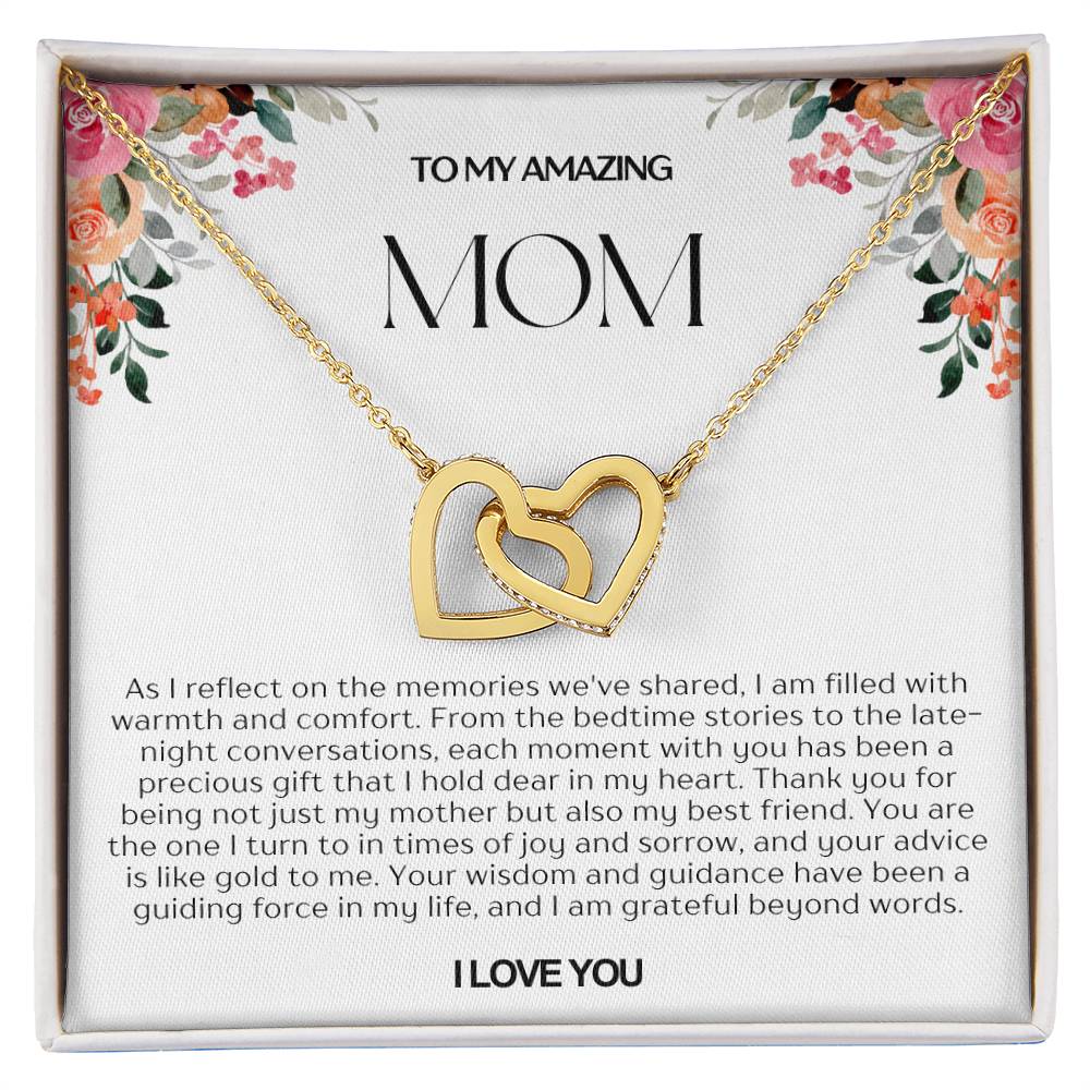 To My Amazing Mom Double Hearts Necklace