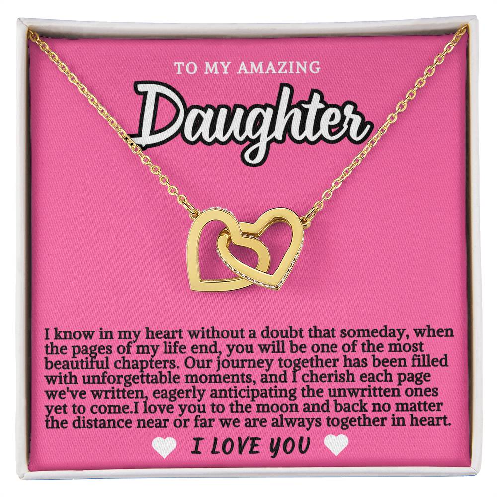 Pink Design Daughter Hearts Necklace