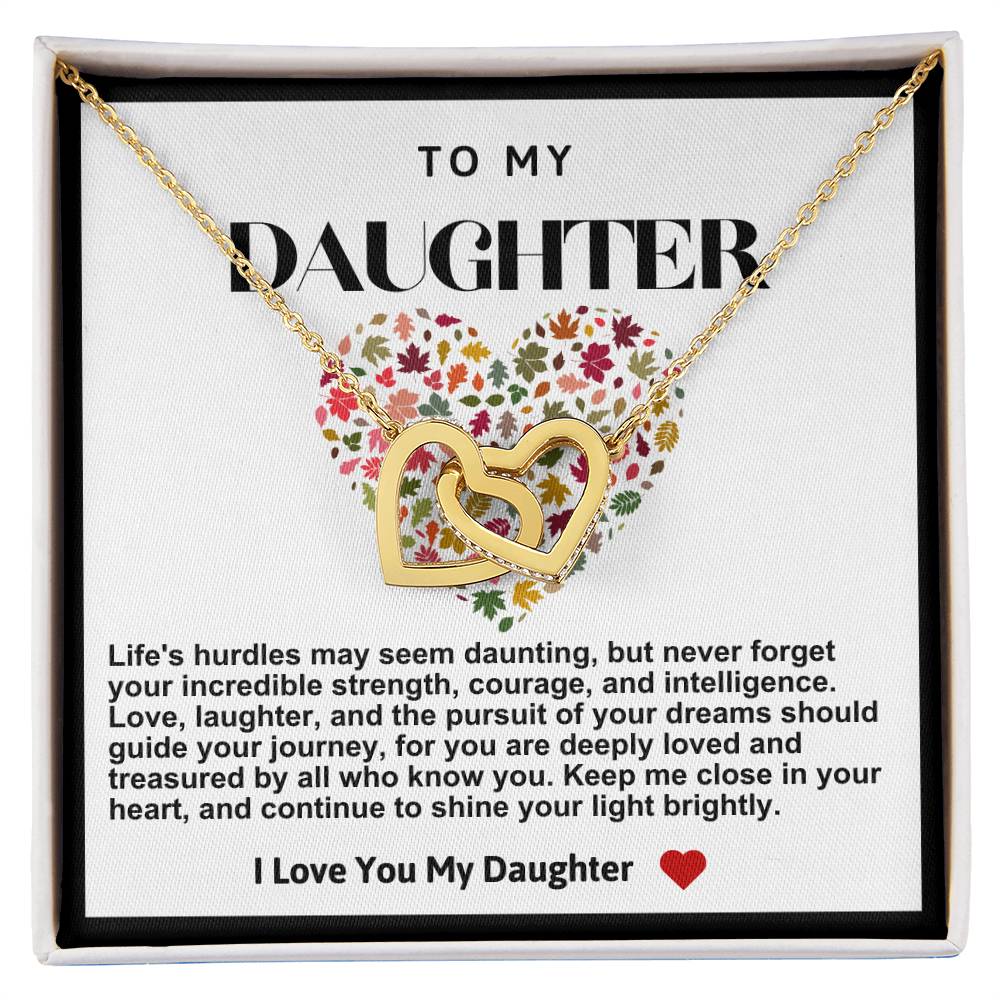 Daughter Double Heart Necklace- Heart