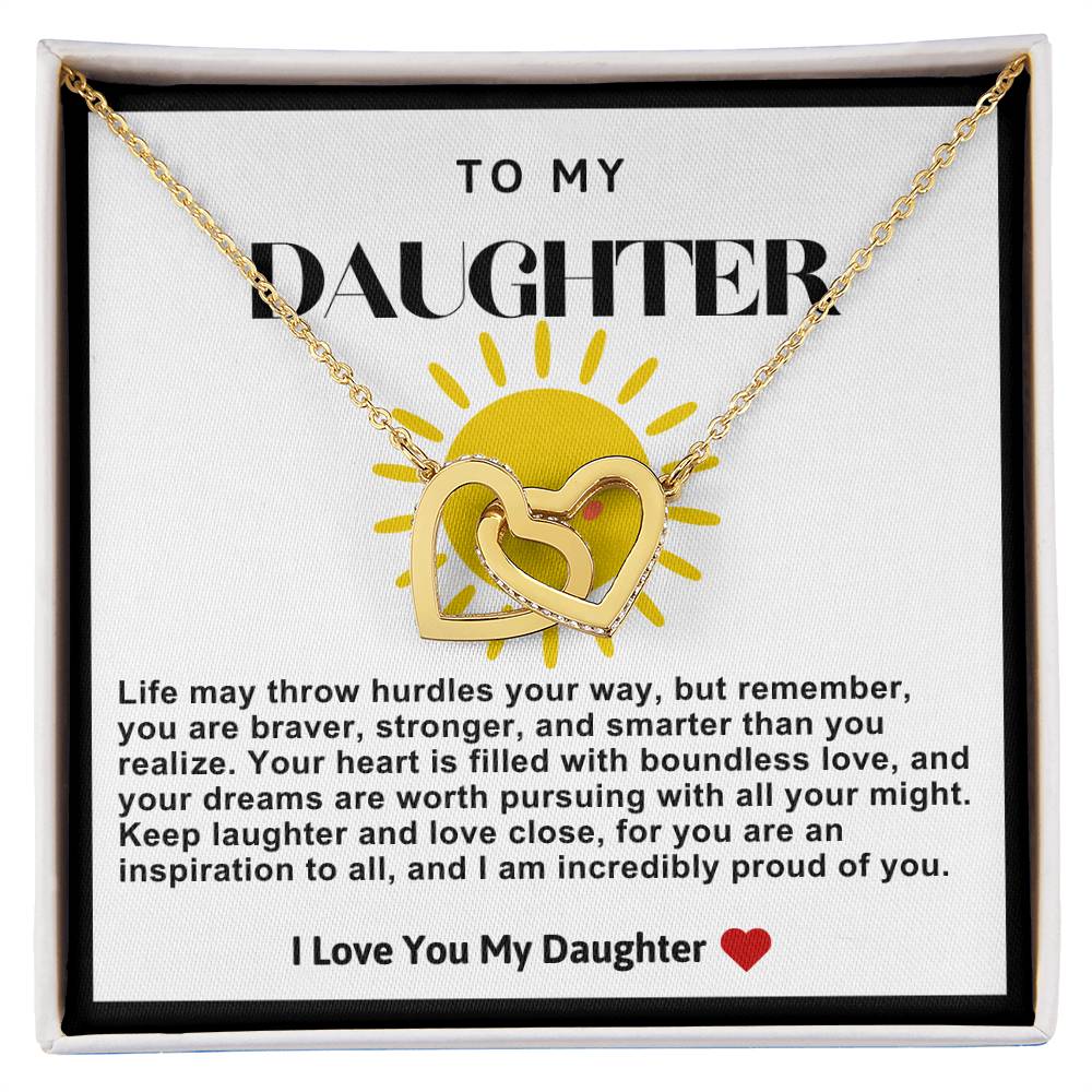 Daughter Double Heart Necklace- Sunshine