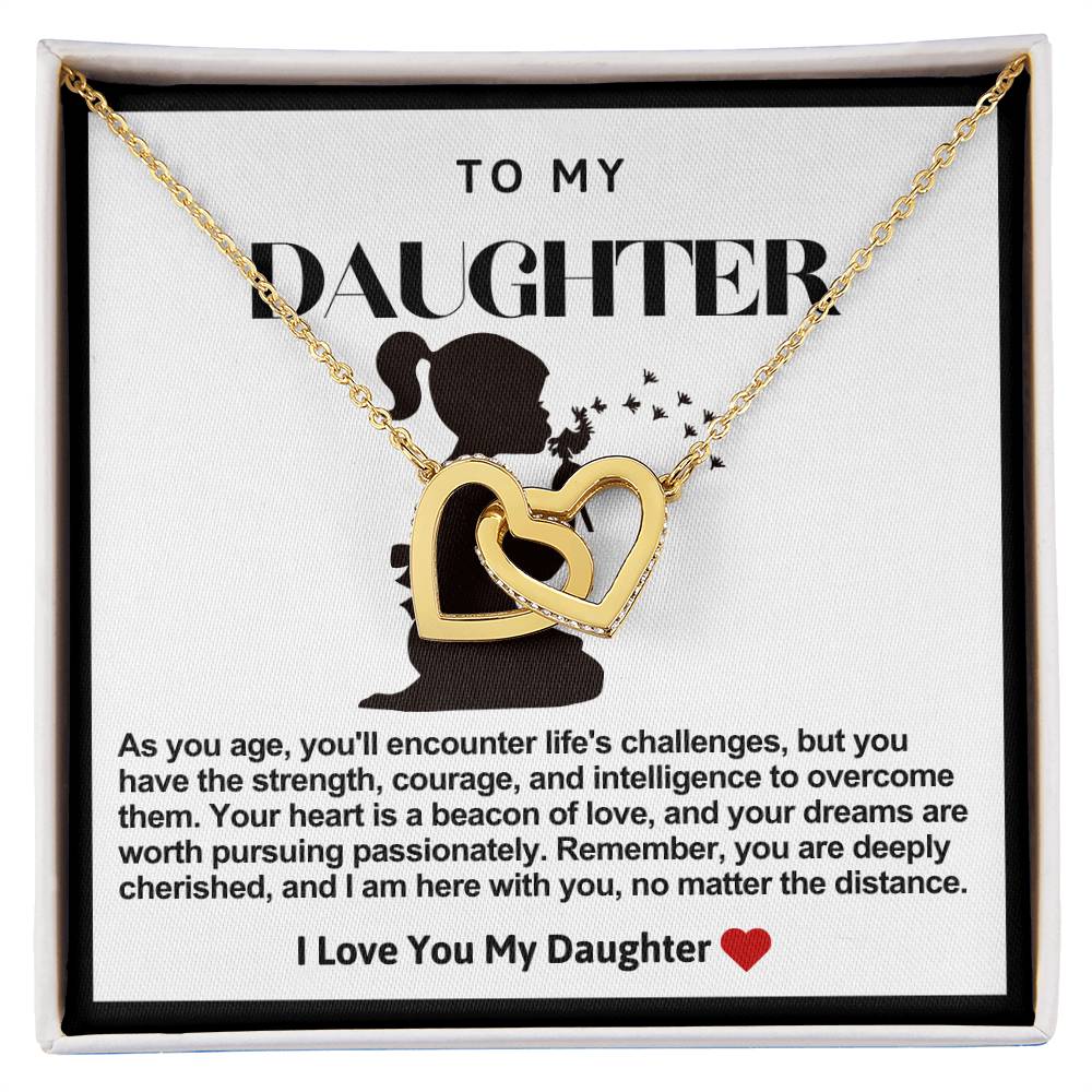 Daughter Double Heart Necklace- Making Wishes Dandelion