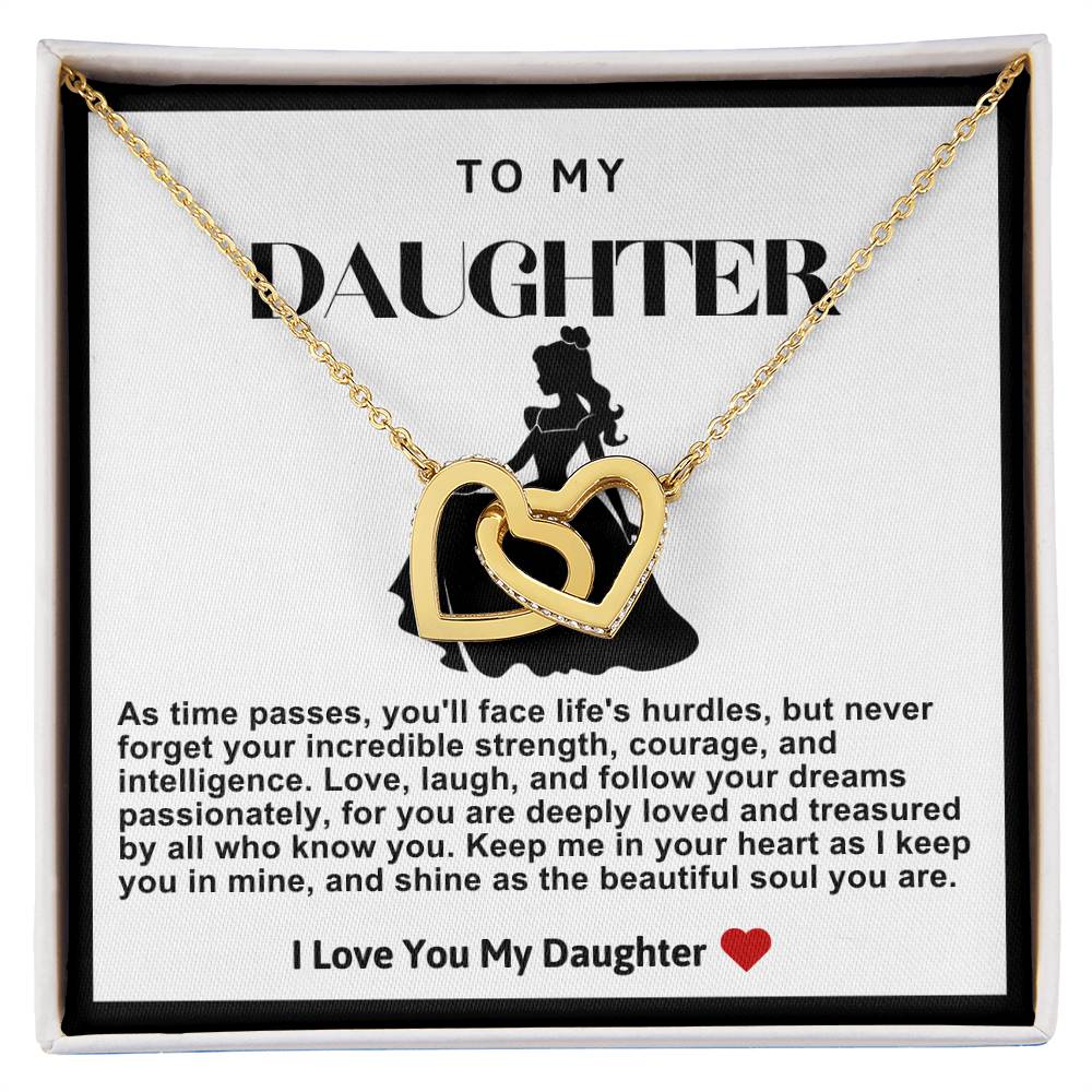 Daughter Double Heart Necklace- Princess