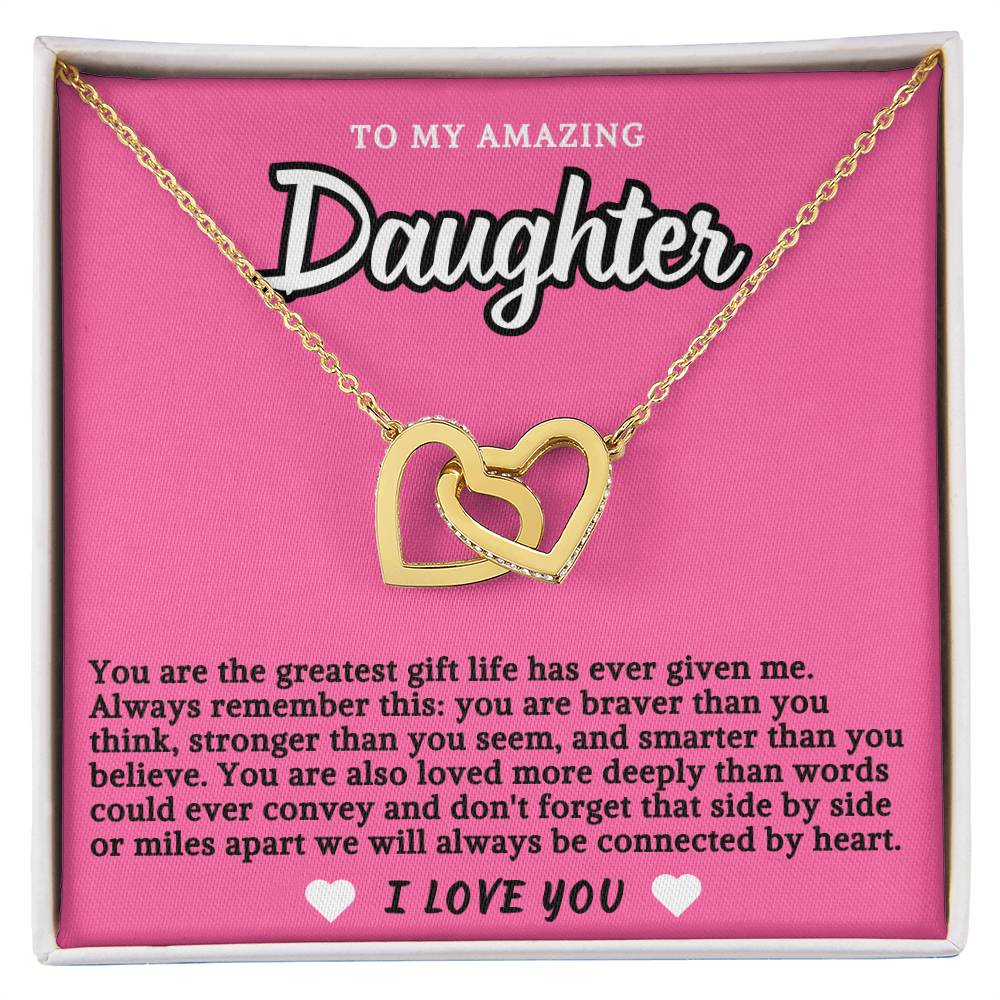 Pink Design Daughter Hearts Necklace