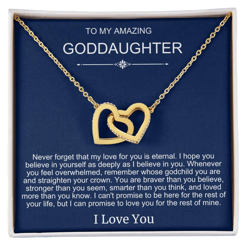 Beautiful Gift To Goddaughter from God Parent Double Heart Necklace