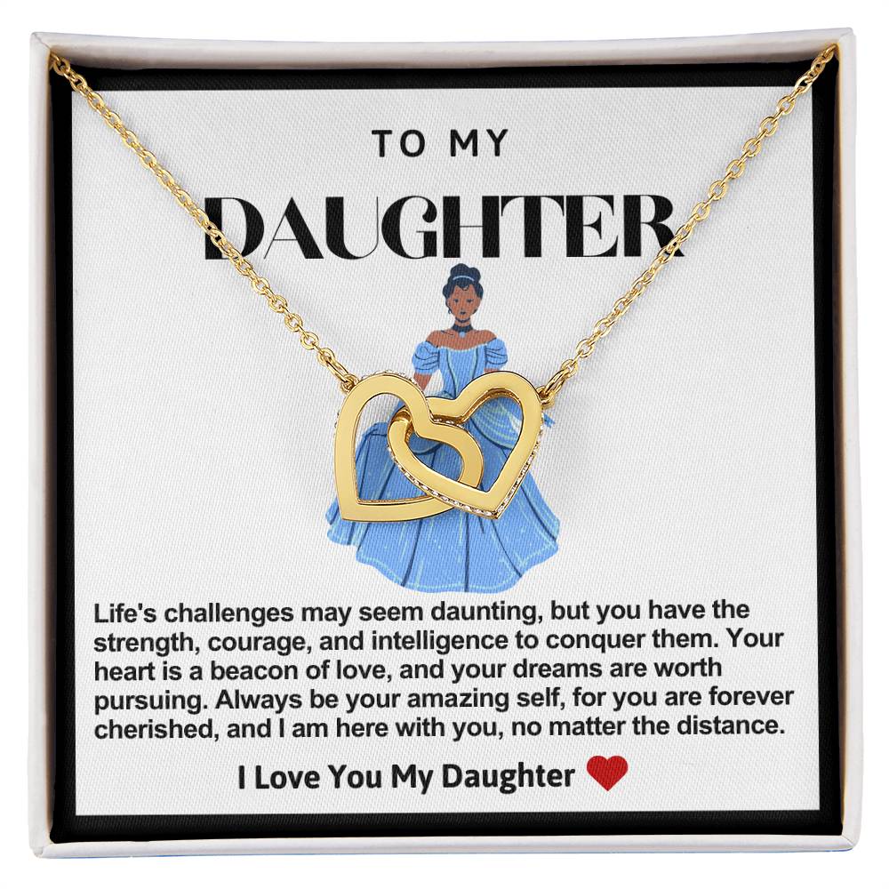 Daughter Double Heart Necklace- Princess