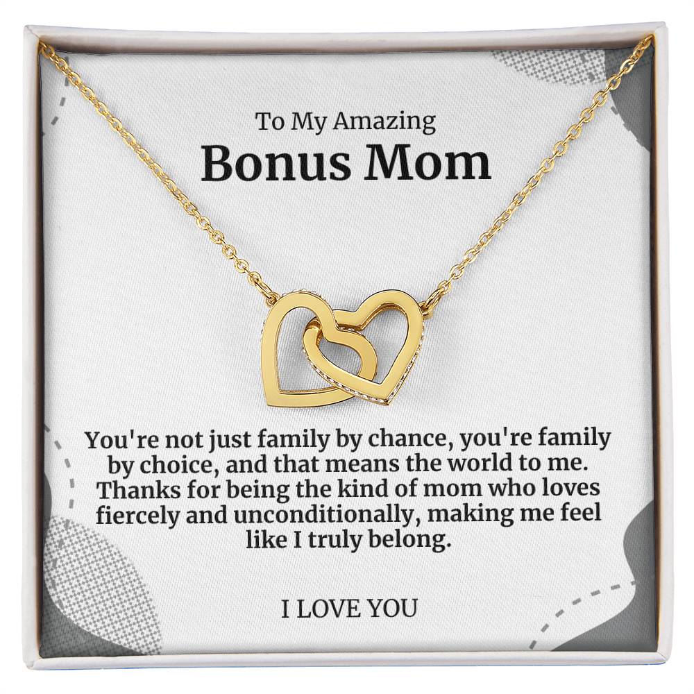 To My Amazing Bonus Mom Double Hearts Necklace