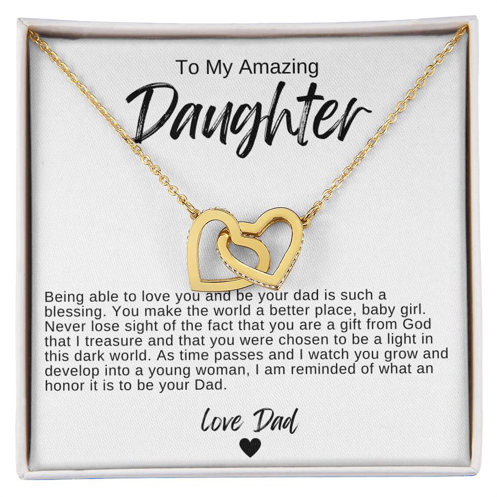 To My Amazing Daughter Hearts Necklace