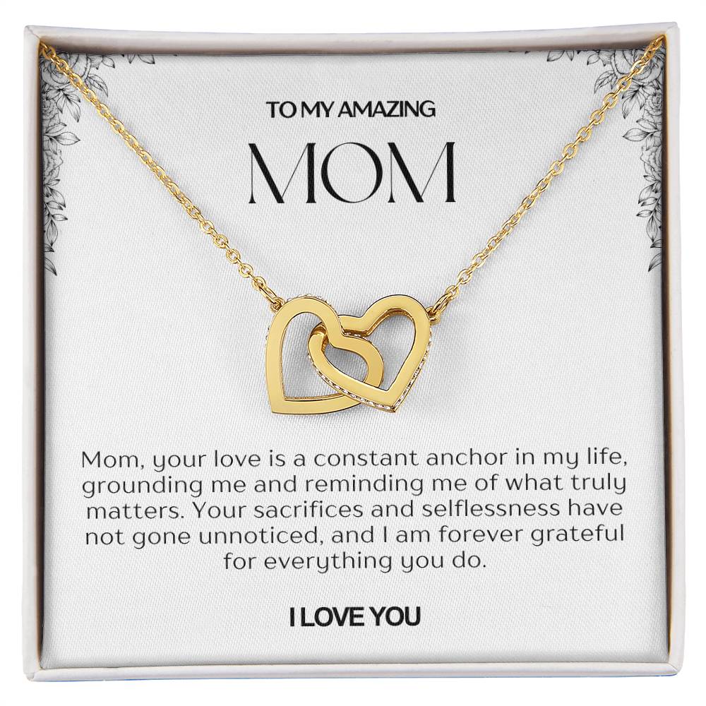 To My Amazing Mom Double Hearts Necklace