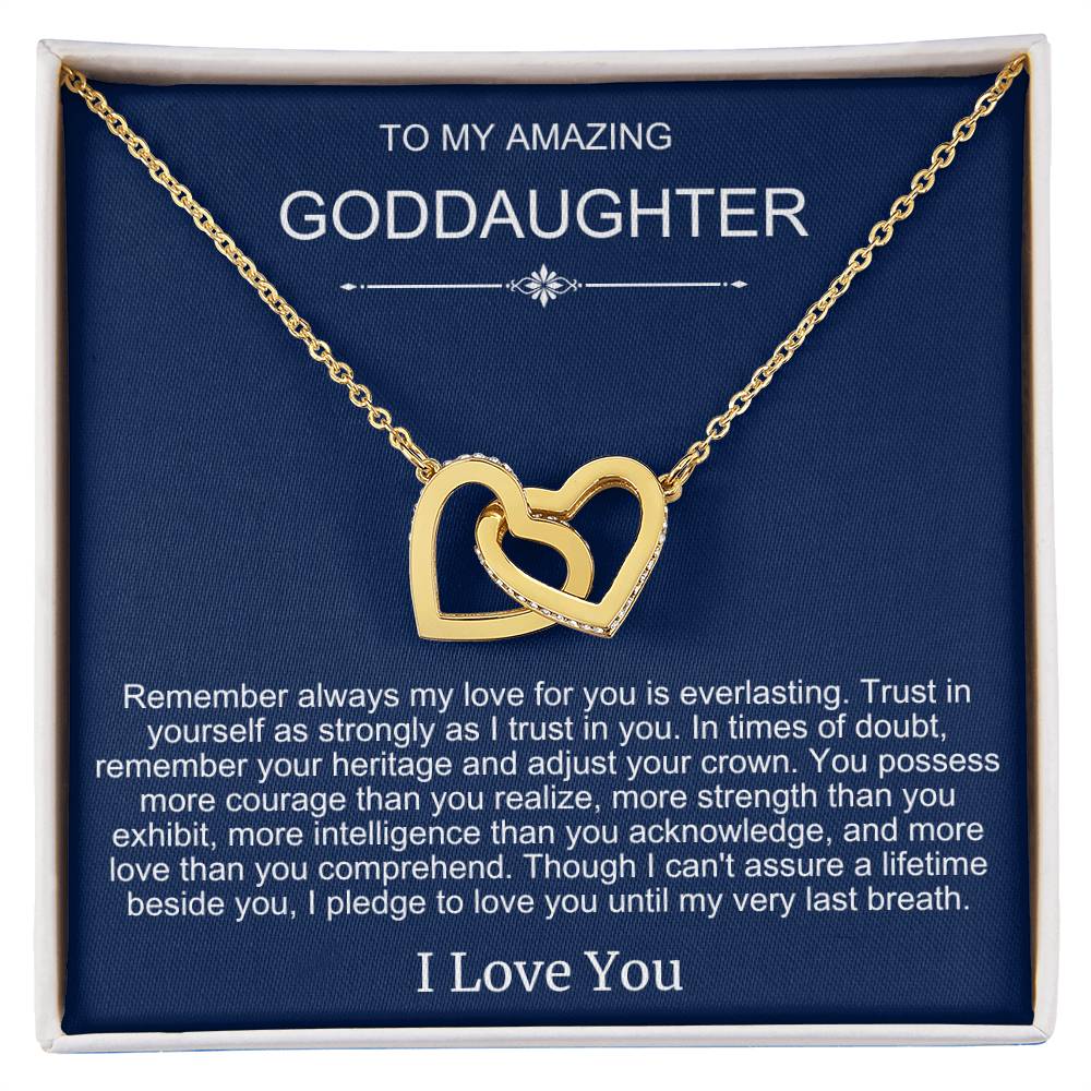 Beautiful Gift To Goddaughter from God Parent Double Heart Necklace