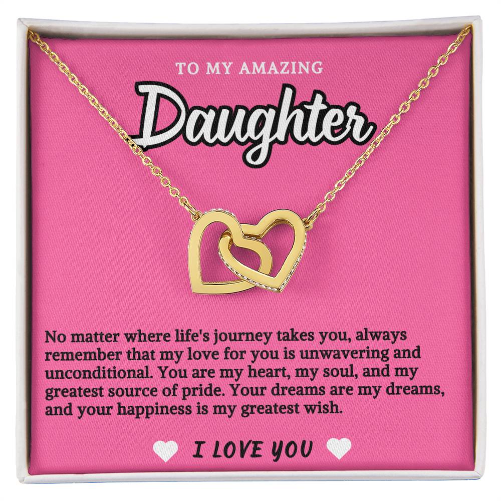 Pink Design Daughter Hearts Necklace