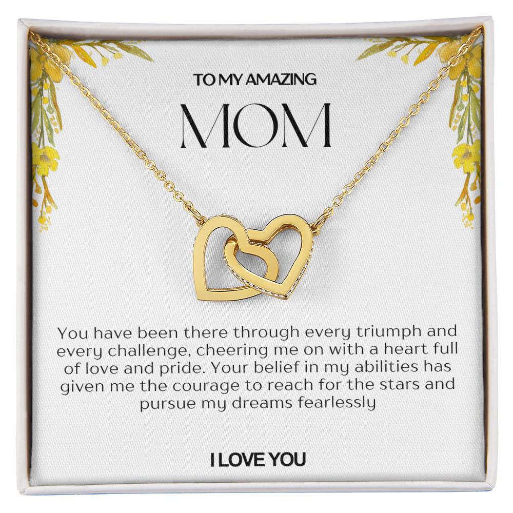 To My Amazing Mom Double Hearts Necklace