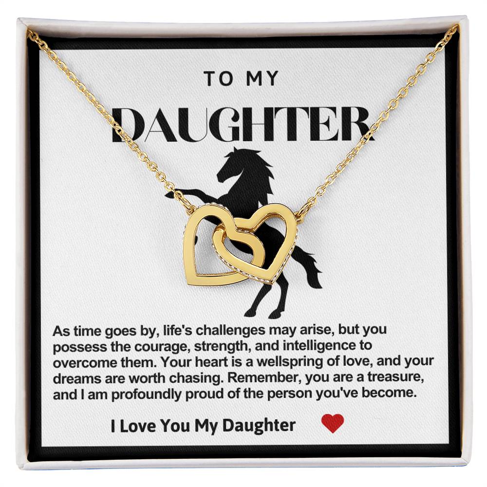 Daughter Double Heart Necklace-Horse