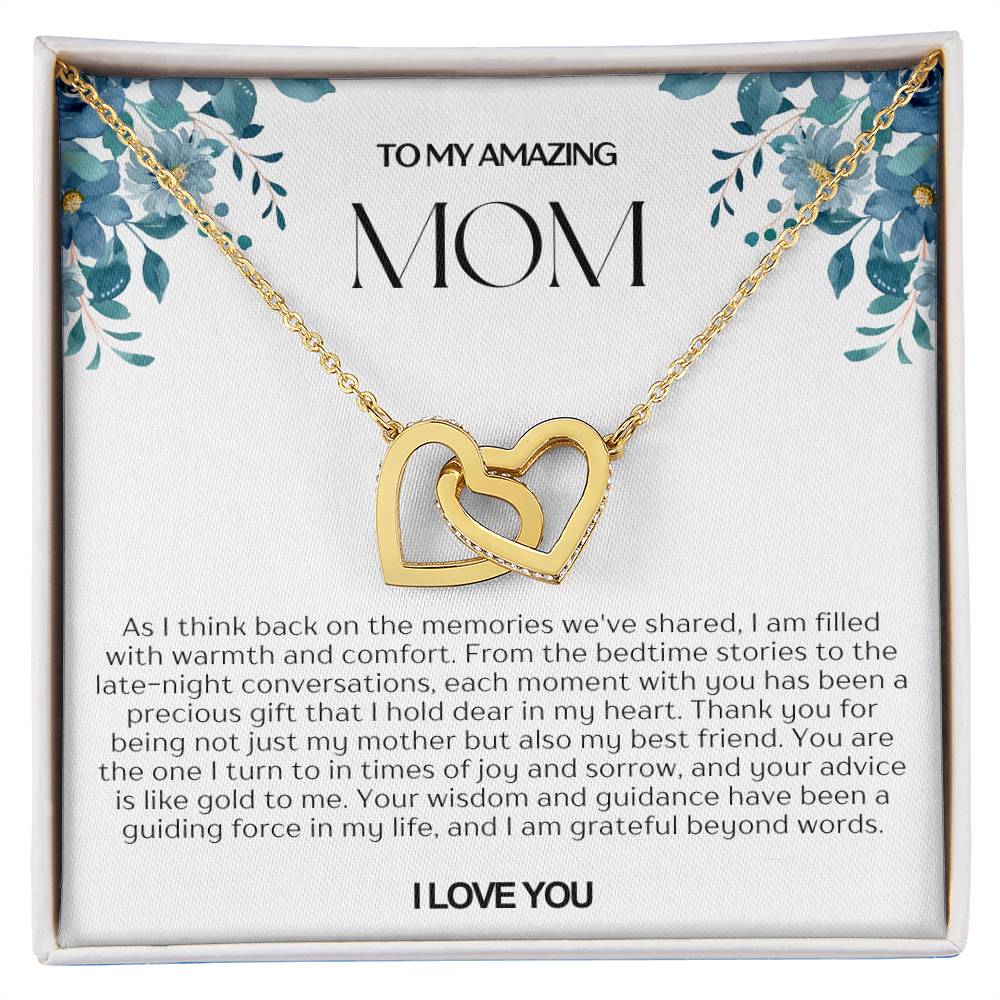 To My Amazing Mom Double Hearts Necklace