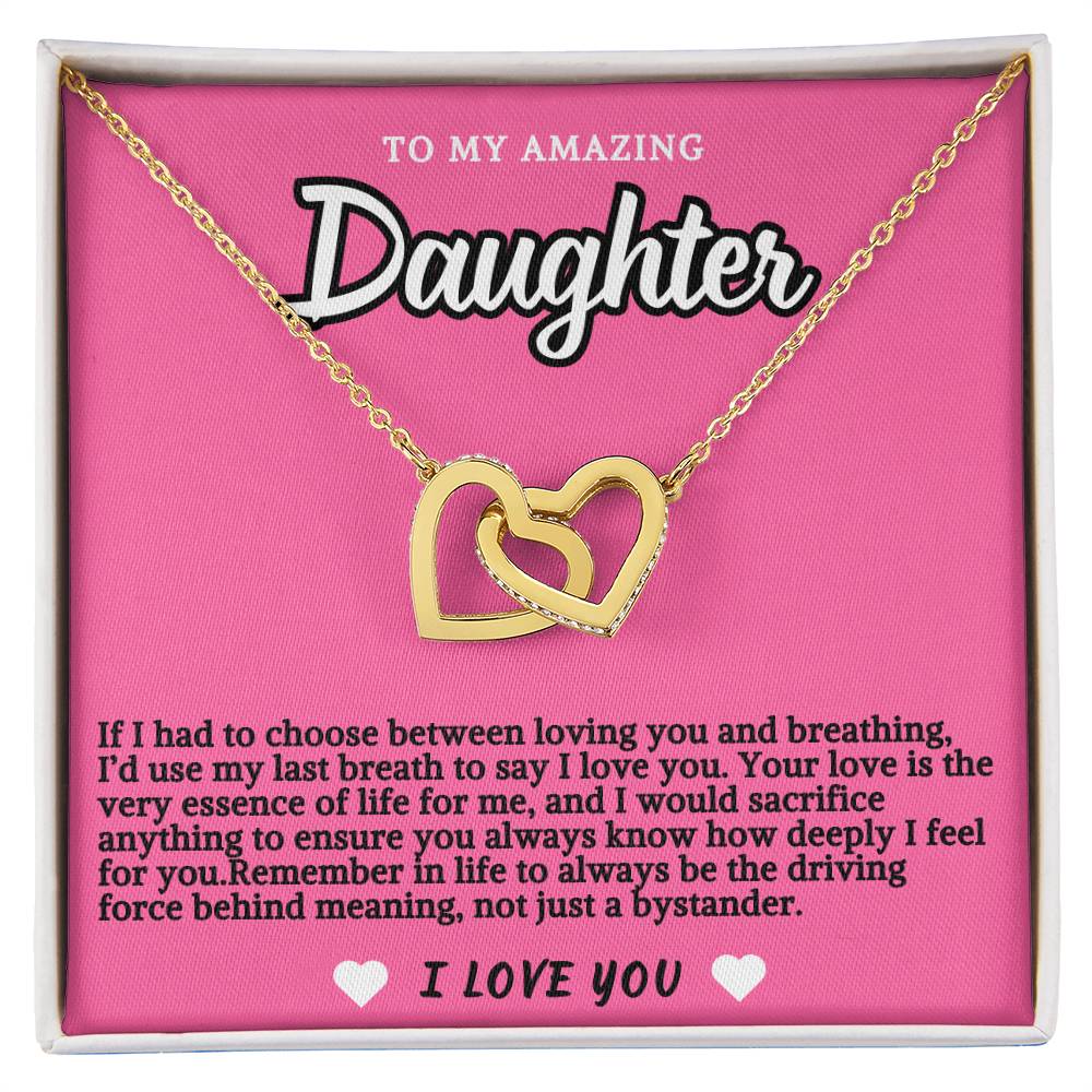 Pink Design Daughter Hearts Necklace