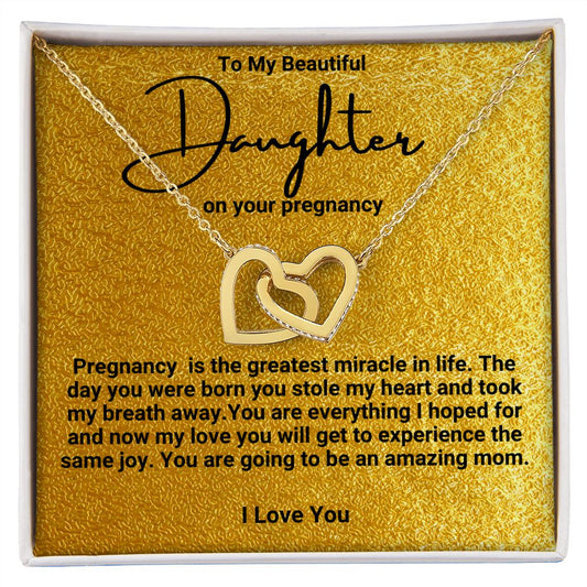 Daughter Pregnancy Hearts Necklace