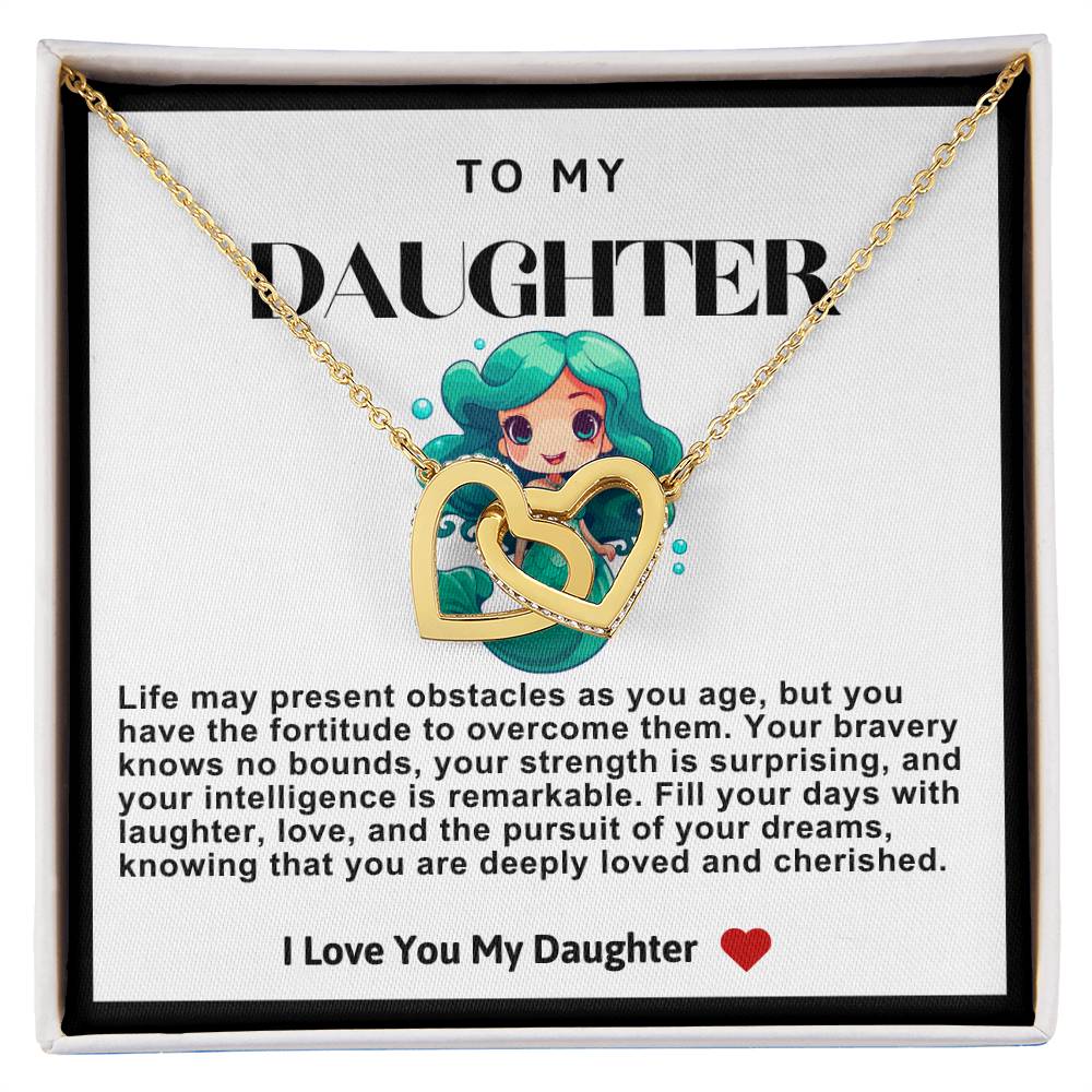 Daughter Double Heart Necklace-Mermaid