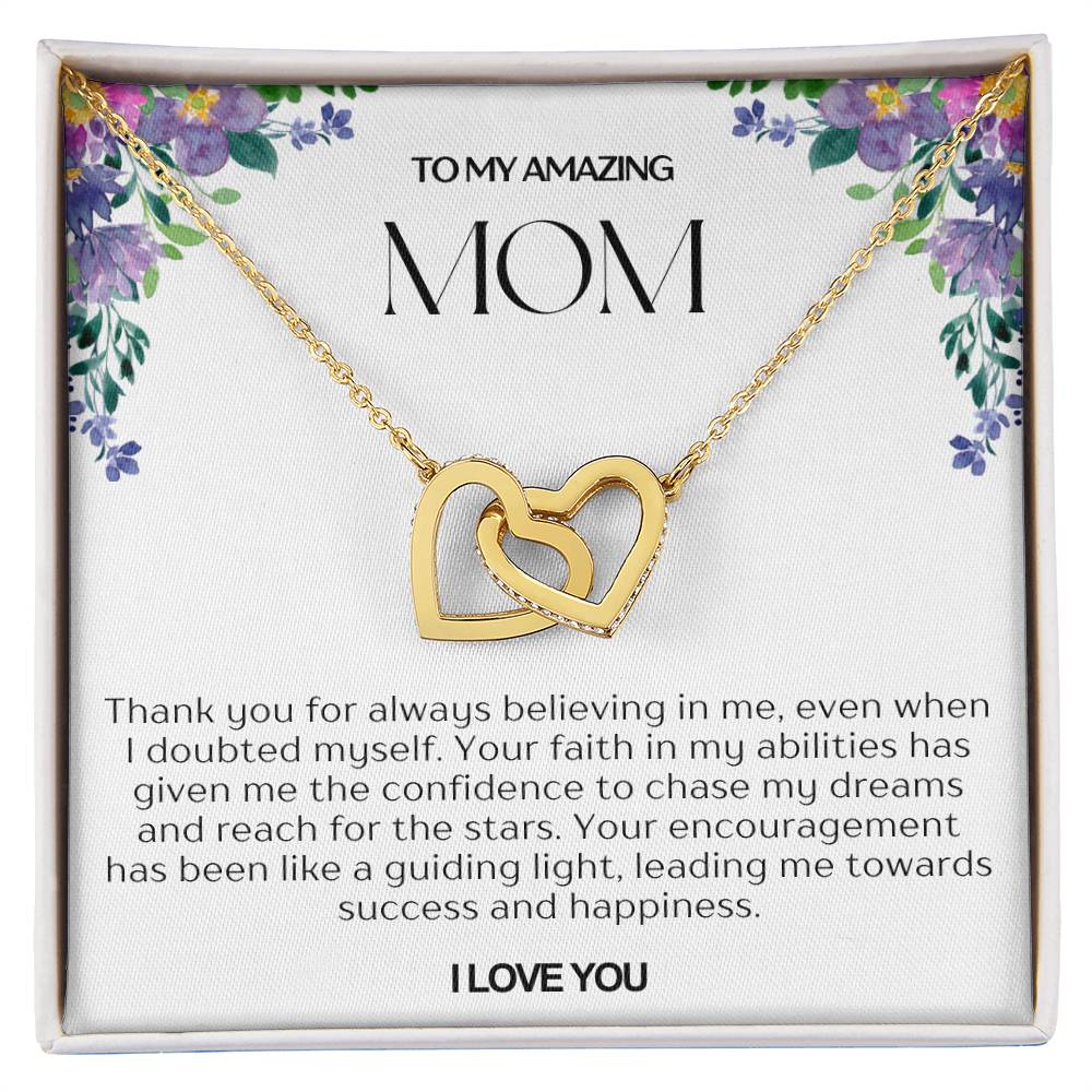 To My Amazing Mom Double Hearts Necklace