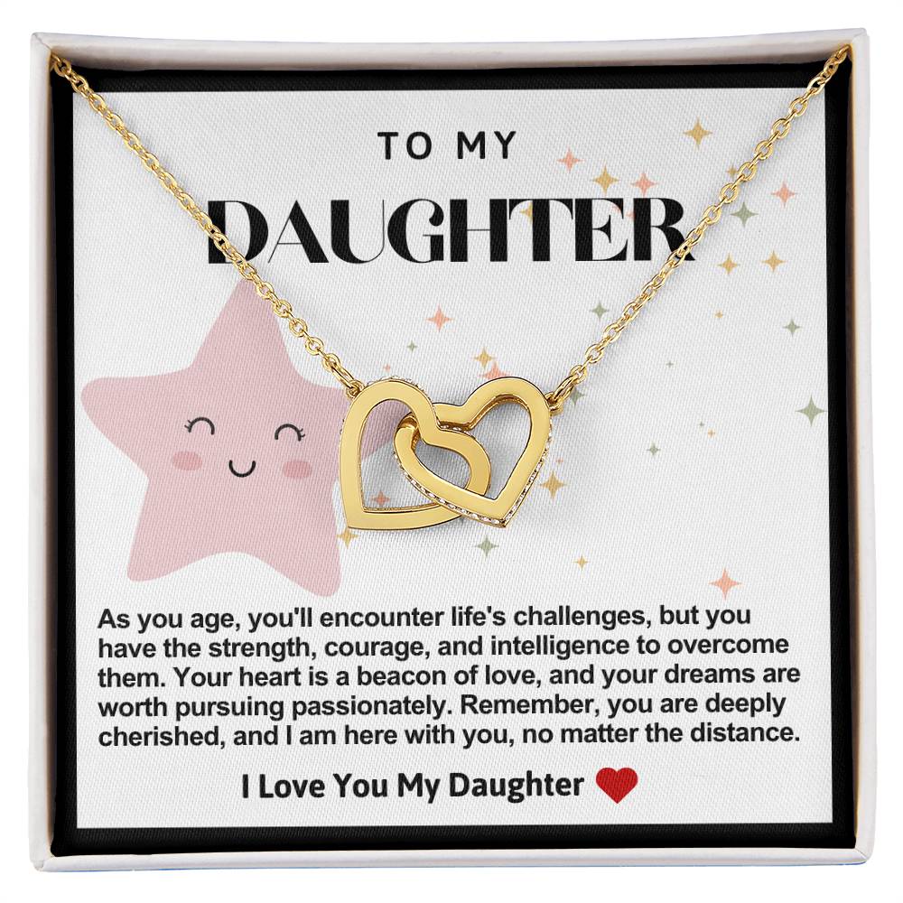 Daughter Double Heart Necklace- Star