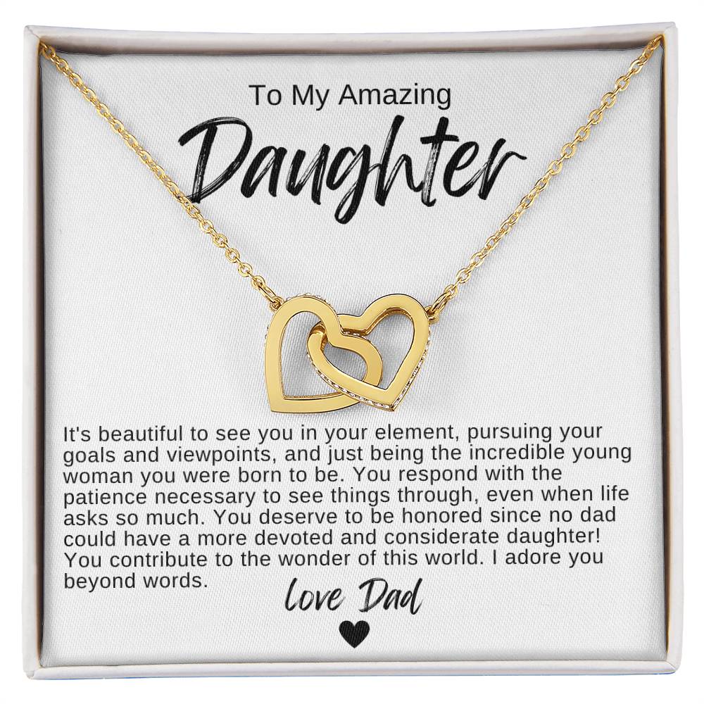 To My Amazing Daughter Hearts Necklace