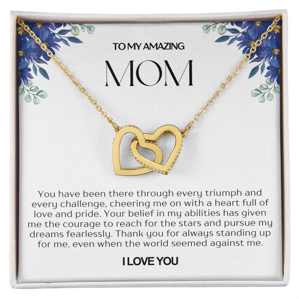 To My Amazing Mom Double Hearts Necklace