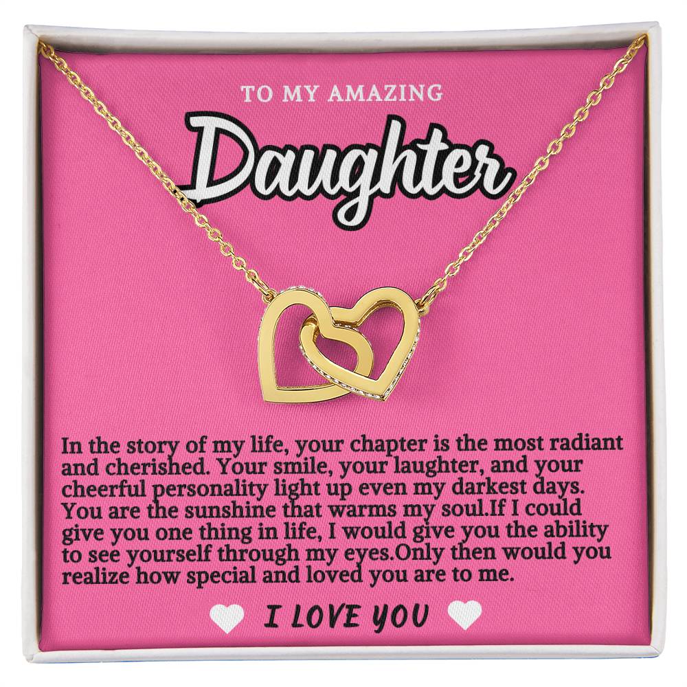 Pink Design Daughter Hearts Necklace