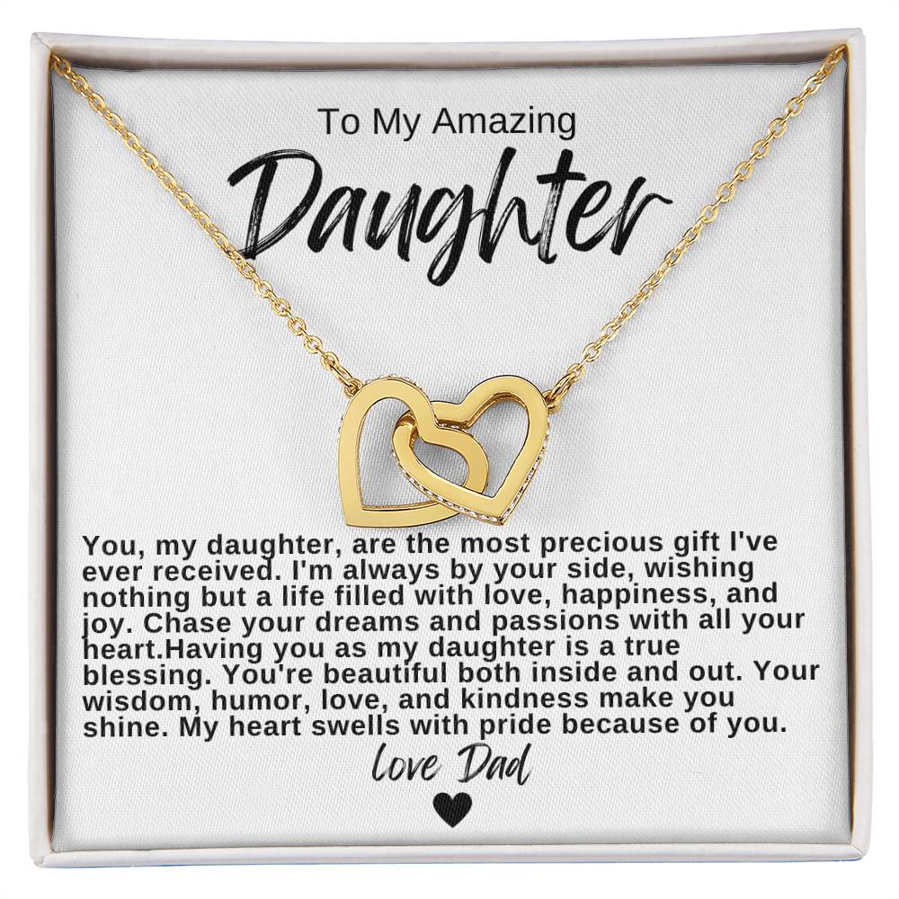 To My Amazing Daughter Hearts Necklace