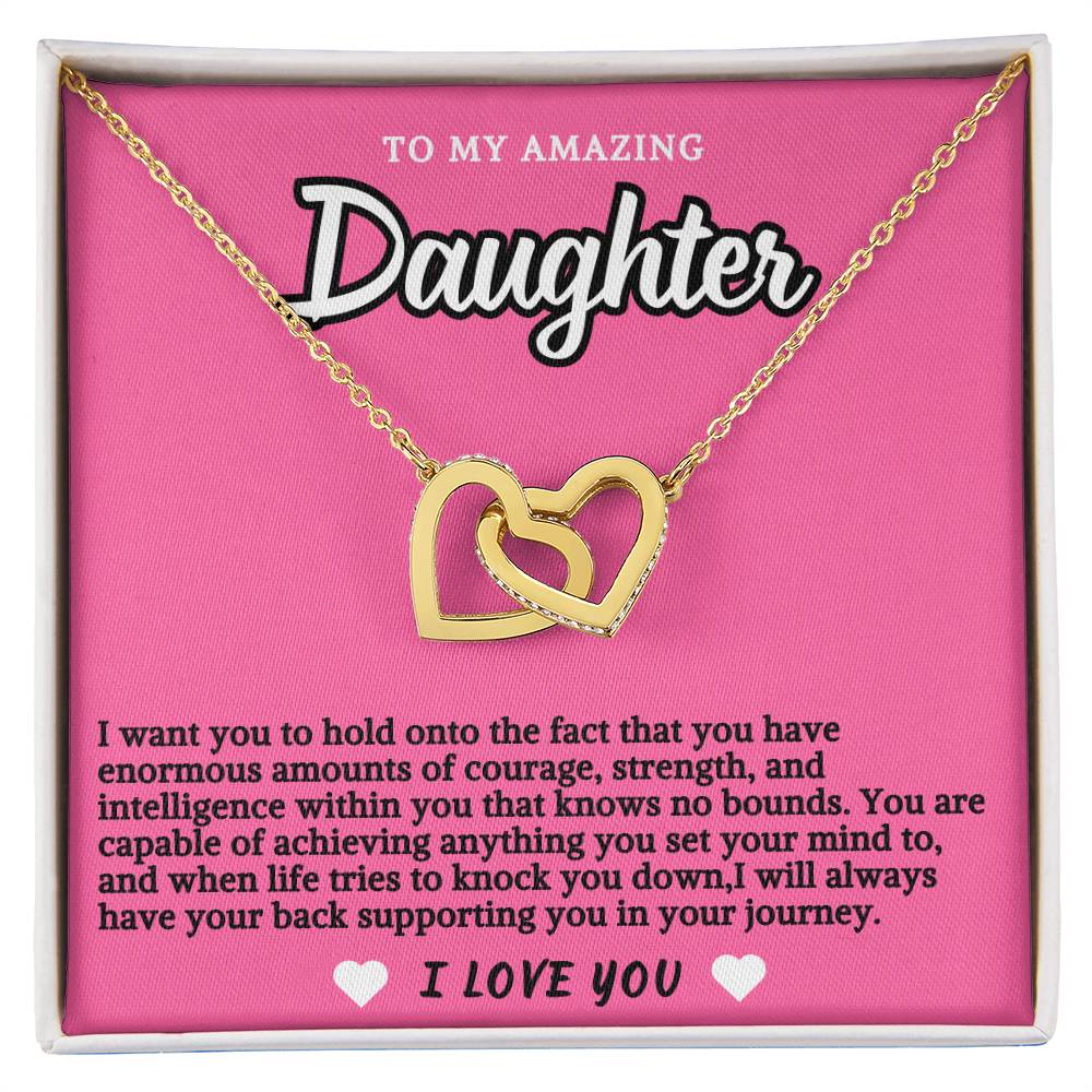 Pink Design Daughter Hearts Necklace