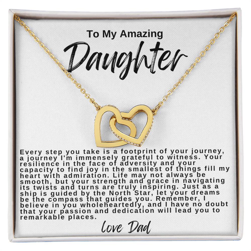 To My Amazing Daughter Hearts Necklace