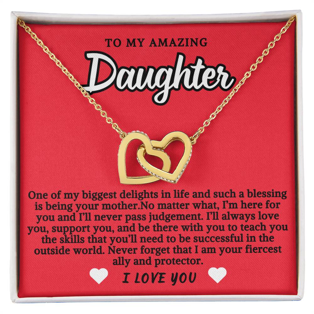 To Daughter From Mother Double Hearts Necklace