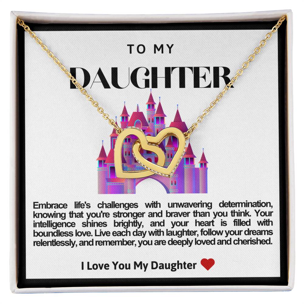 Daughter Double Heart Necklace- Purple Castle