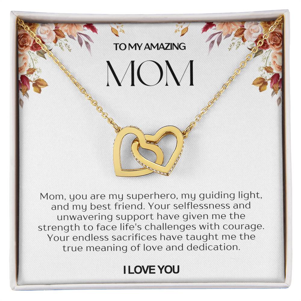 To My Amazing Mom Double Hearts Necklace