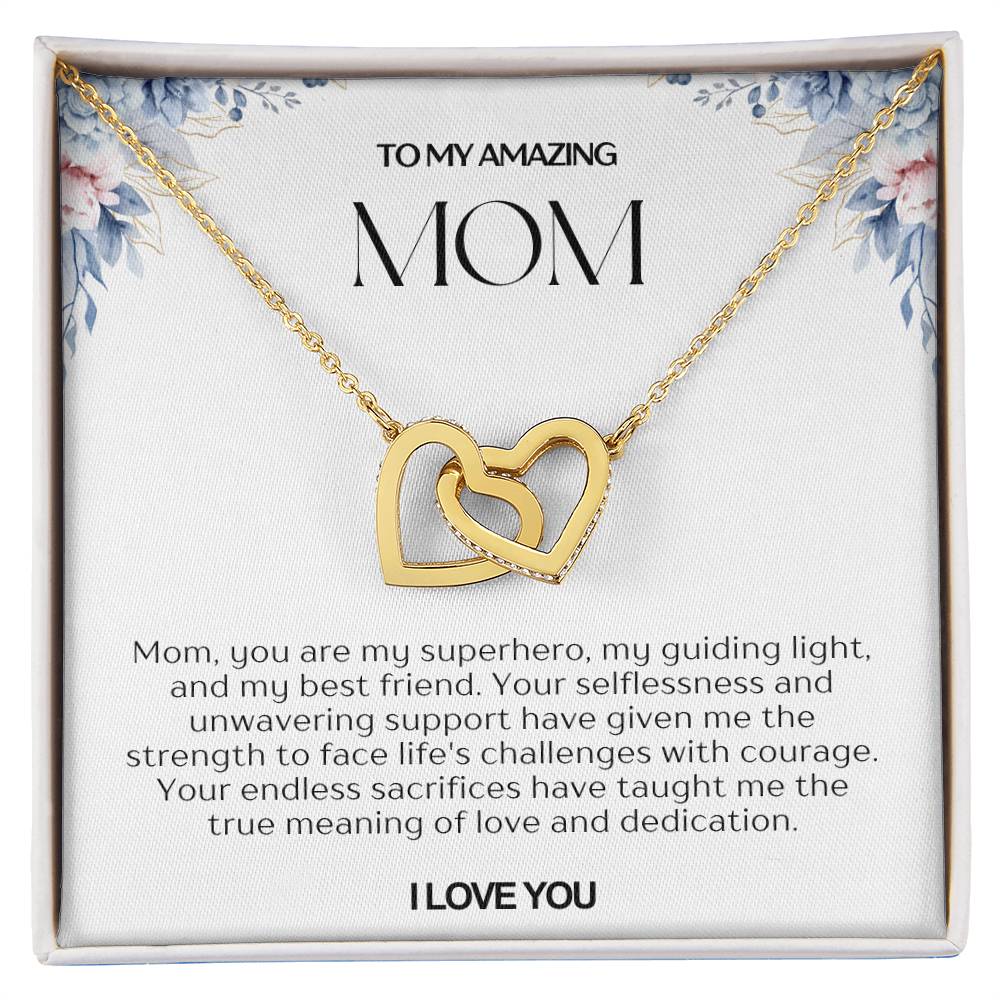 To My Amazing Mom Double Hearts Necklace