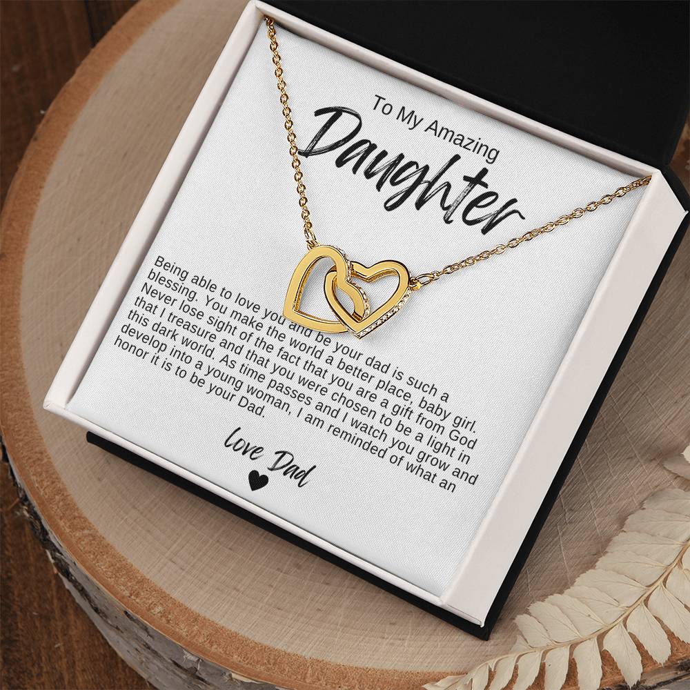 To My Amazing Daughter Hearts Necklace