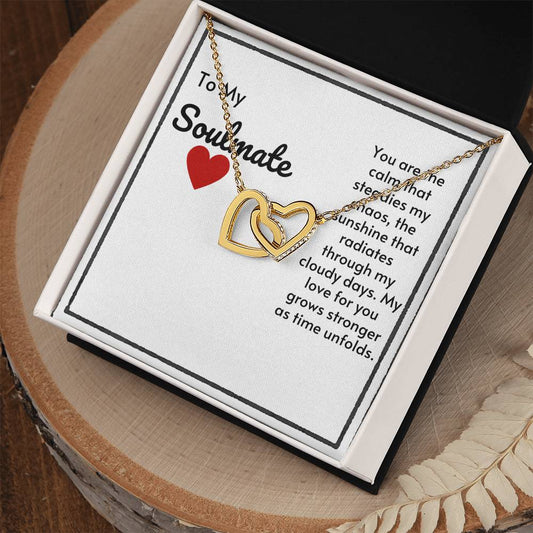 Soulmate Connected Hearts Necklace- My Love For You Grows Stronger