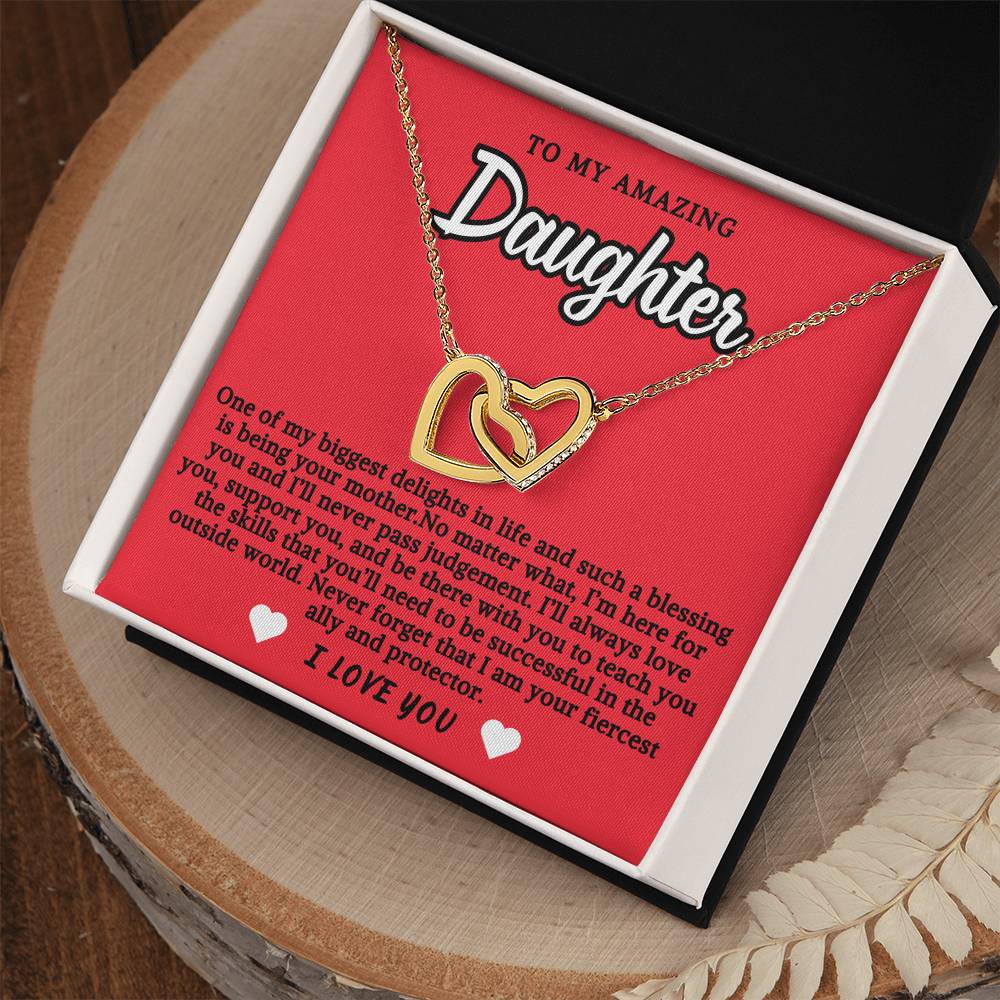 To Daughter From Mother Double Hearts Necklace