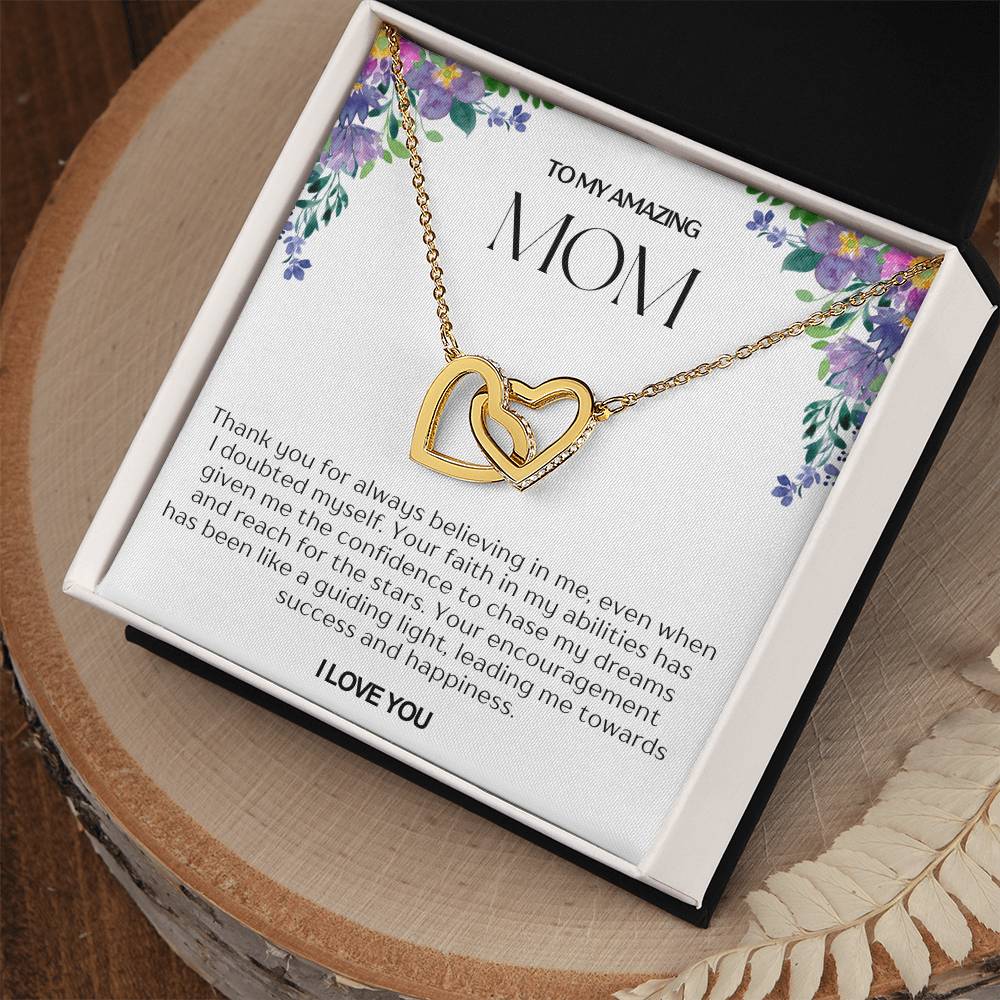 To My Amazing Mom Double Hearts Necklace