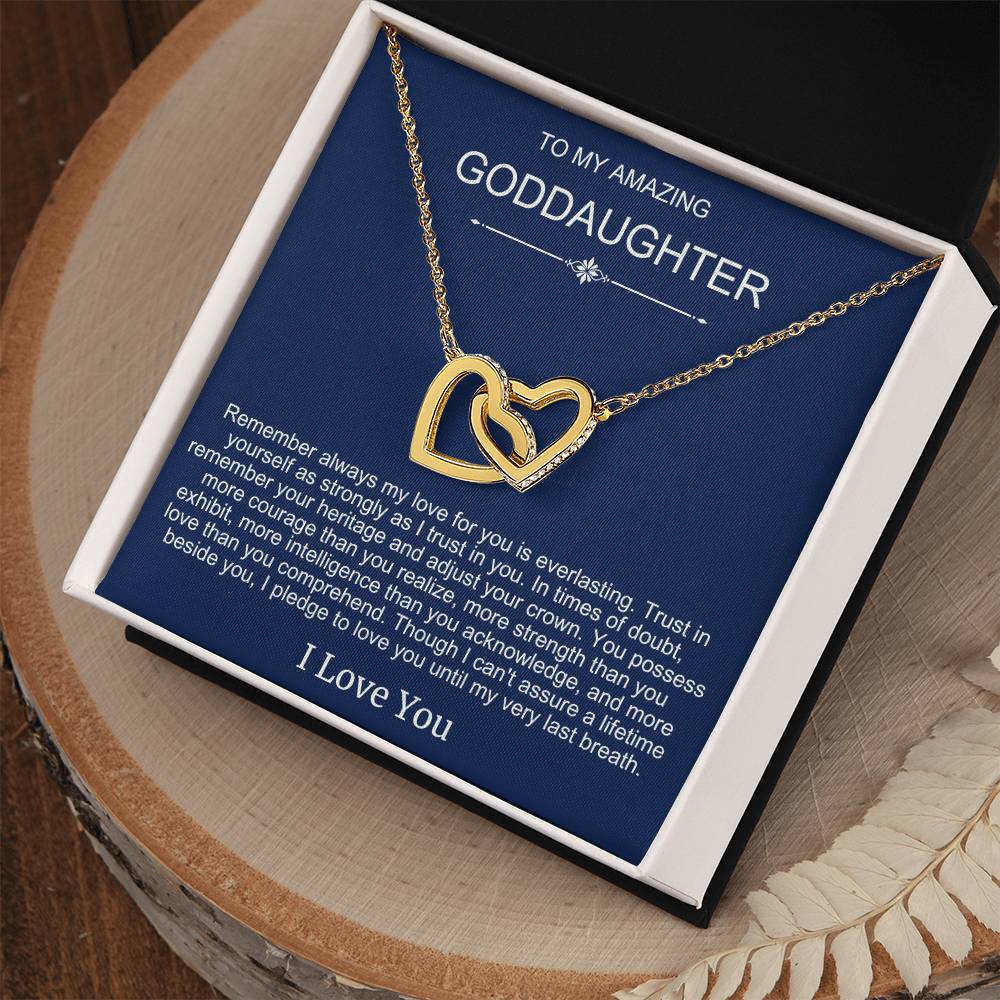 Beautiful Gift To Goddaughter from God Parent Double Heart Necklace