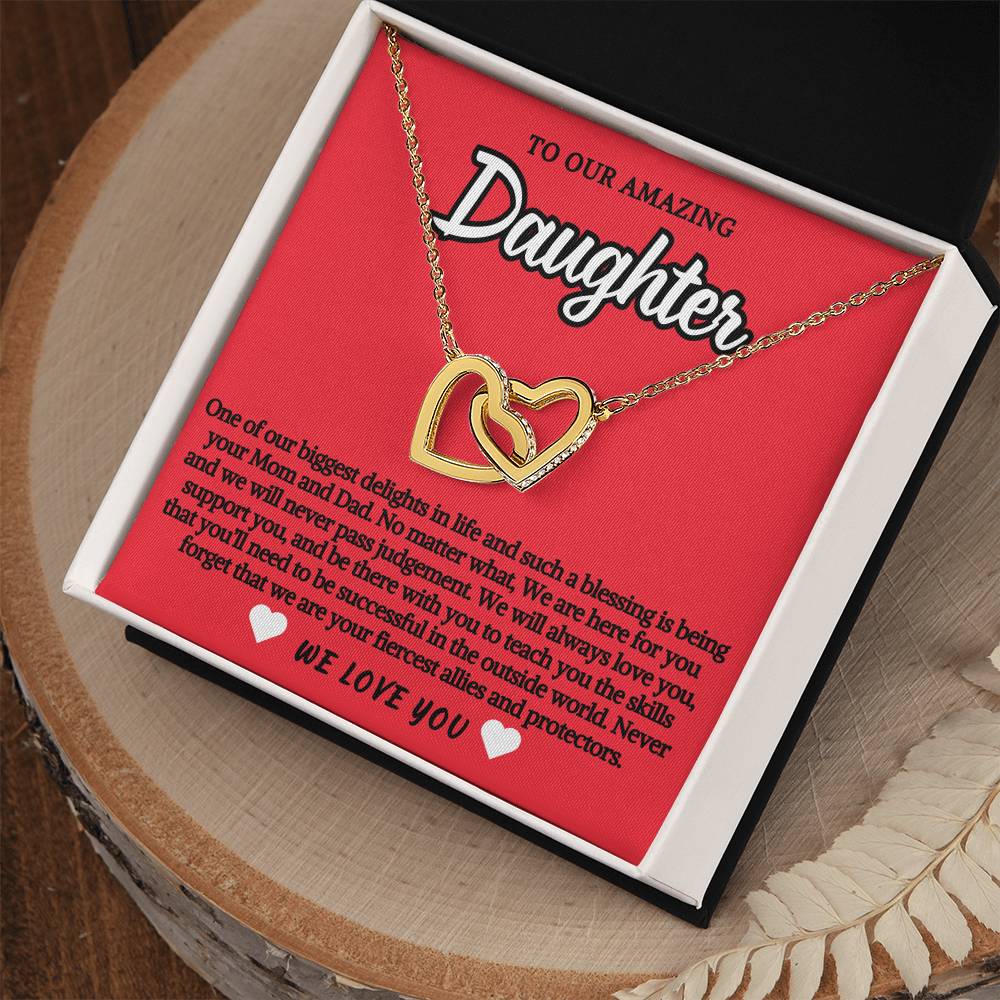 To Daughter Double Hearts Necklace