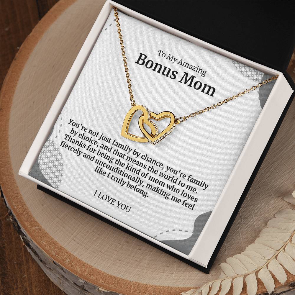 To My Amazing Bonus Mom Double Hearts Necklace