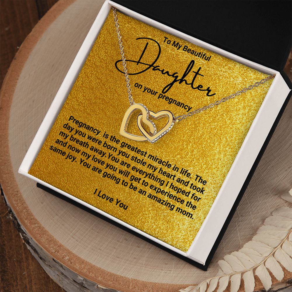 Daughter Pregnancy Hearts Necklace