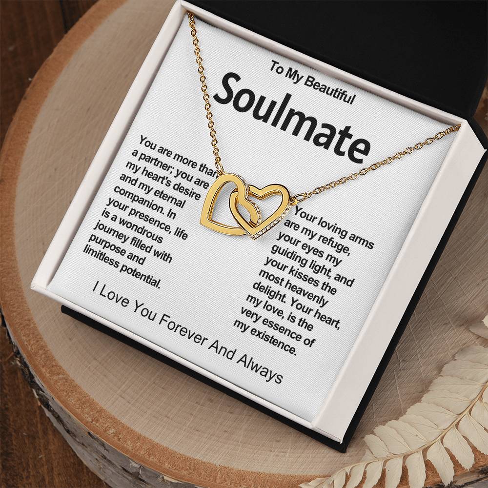 To My Beautiful Soulmate Interlocking Hearts Necklace