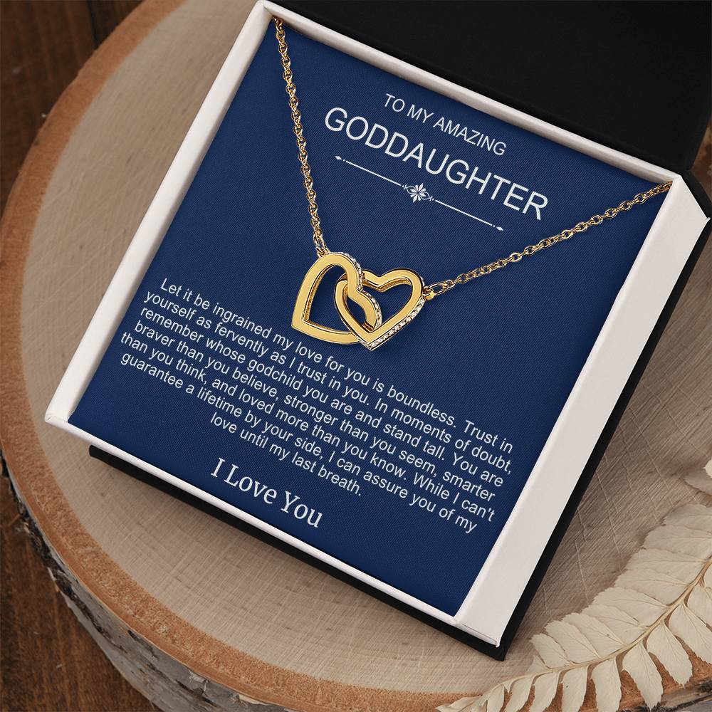 Beautiful Gift To Goddaughter from God Parent Double Heart Necklace