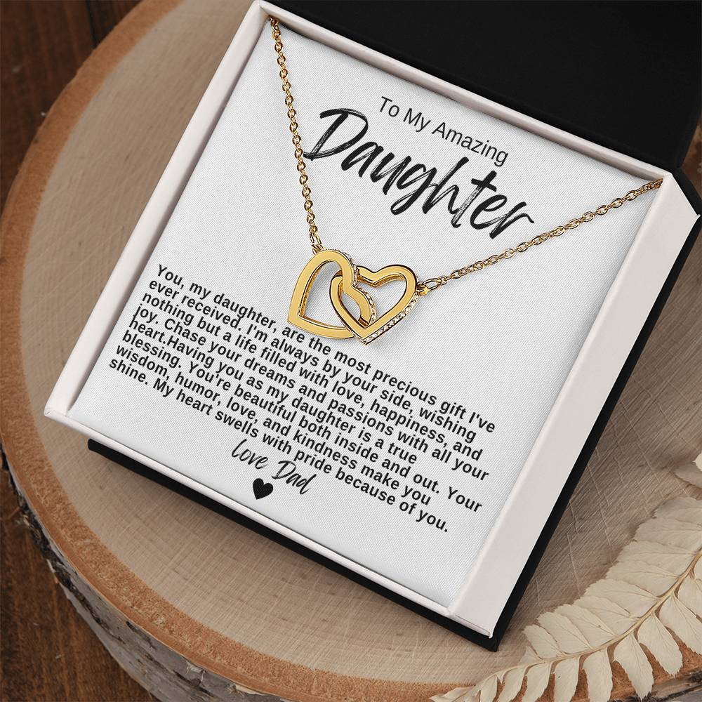 To My Amazing Daughter Hearts Necklace