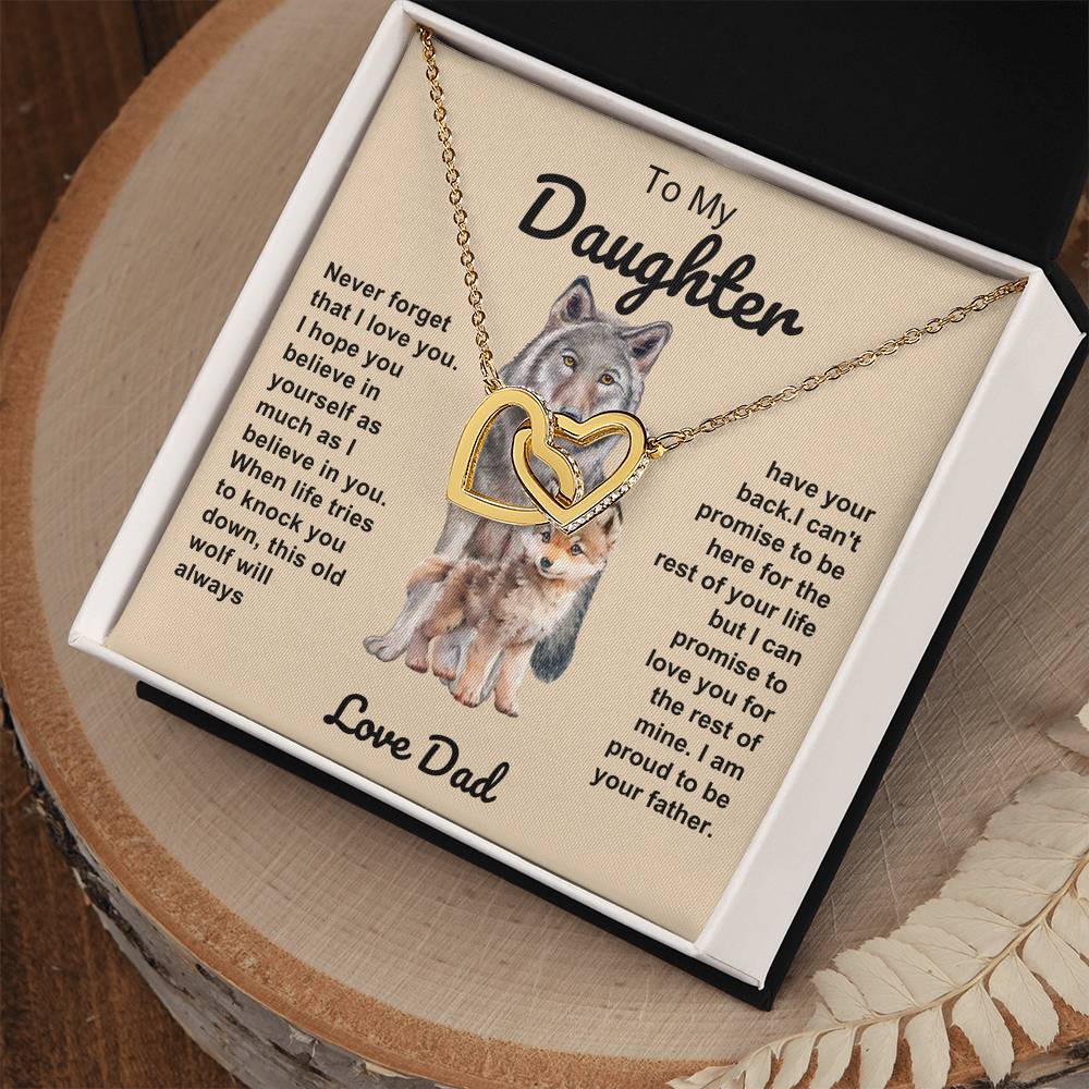 To My Daughter Double Hearts Necklace