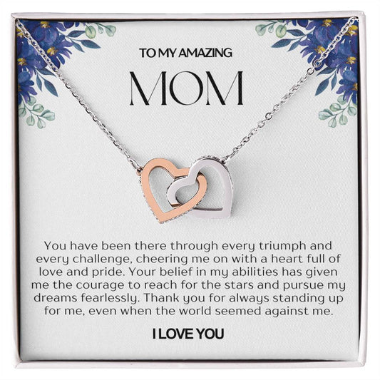 To My Amazing Mom Double Hearts Necklace